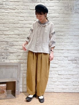 「襟付きトップス」｜「アイテム（その他）」を使った、なかお⚘さん（レディース・165cm）の夏コーディネート