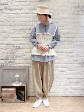 「ゆべしコラボ」｜「アイテム（その他シューズ）」を使った、なかお⚘さん（レディース・165cm）の春コーディネート