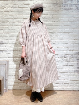 「アイテム（ハンチング/ベレー帽）」を使った、なかお⚘さん（レディース・165cm）の夏コーディネート