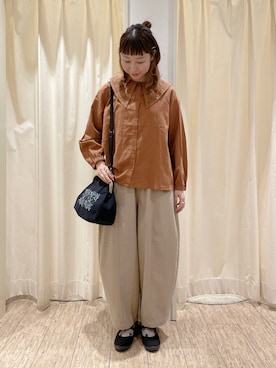 「Samansa Mos2（サマンサ モスモス）のエッグパンツ（その他パンツ）」を使った、なかお⚘さん（レディース・165cm）の秋コーディネート