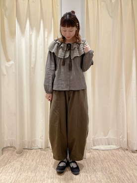 「Samansa Mos2（サマンサ モスモス）のエッグパンツ（その他パンツ）」を使った、なかお⚘さん（レディース・165cm）の秋コーディネート