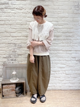 「Samansa Mos2（サマンサ モスモス）のエッグパンツ（その他パンツ）」を使った、なかお⚘さん（レディース・165cm）の秋コーディネート