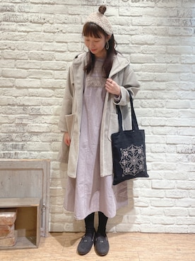 「ヘアバンド」｜「アイテム（その他アウター）」を使った、なかお⚘さん（レディース・165cm）の秋コーディネート