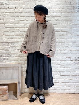 「TSUHARU by Samansa Mos2（ツハルバイサマンサモスモス）のアイテム（ノーカラーコート）」を使った、なかお⚘さん（レディース・165cm）の秋コーディネート