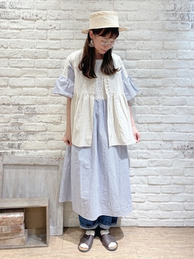 「Samansa Mos2（サマンサ モスモス）のモチーフレースワンピース（ワンピース）」を使った、なかお⚘さん（レディース・165cm）の春コーディネート