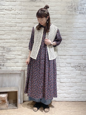 「アイテム（ワンピース、ピンク系）」を使った、なかお⚘さん（レディース・165cm）の春コーディネート