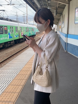 「H&M（エイチ・アンド・エム）のアイテム（ハンドバッグ、ベージュ系）」を使った、yuiophamさん（レディース・158cm）の夏コーディネート