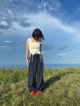 「夏服」｜「アイテム（スラックス）」を使った、さらささん（レディース・156cm）の秋コーディネート