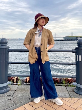 「スカーフ」｜「アイテム（ジャケット/アウター）」を使った、popuriさん（レディース・161cm）の夏コーディネート
