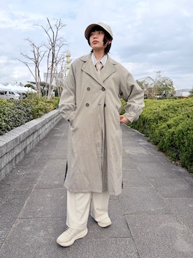 「OVERRIDE（オーバーライド）のOVERRIDE POLYSHEET WIDE CAP SGP / オーバーライド（キャップ、グレー系）」を使った、popuriさん（レディース・161cm）の春コーディネート