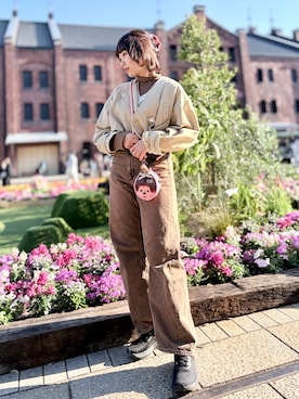 「OVERRIDE（オーバーライド）のアイテム」を使った、popuriさん（レディース・161cm）の春コーディネート