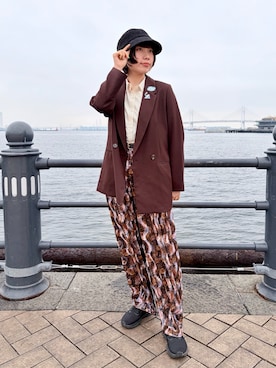 「H&M（エイチ・アンド・エム）のアイテム（ジャケット/アウター）」を使った、popuriさん（レディース・161cm）の春コーディネート