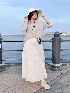 「Chapeau d' O（シャポードオー）のChapeau d' O  UV Tuck Capeline / シャポードオー（ハット、ホワイト系）」を使った、popuriさん（レディース・161cm）の春コーディネート