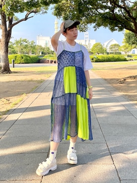 「arth（アース）のアイテム（キャップ）」を使った、popuriさん（レディース・161cm）の夏コーディネート