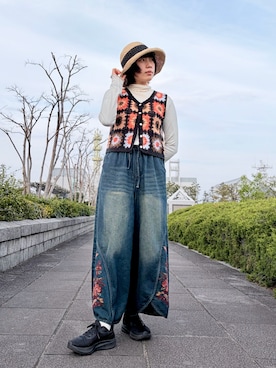 「Chapeau d' O（シャポードオー）のChapeau d' O  Sasawashi Sailor / シャポードオー（ハット、ベージュ系）」を使った、popuriさん（レディース・161cm）の春コーディネート