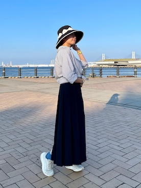 「ツバ広ハット」｜popuriさん（レディース・161cm）の秋コーディネート