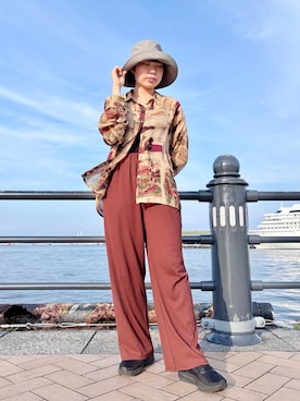 「Athena New York（アシーナニューヨーク）のAthena New York　Magnolia（ハット、グレー系）」を使った、popuriさん（レディース・161cm）の夏コーディネート