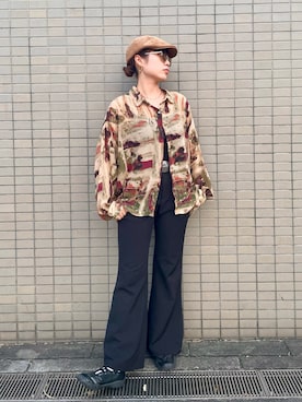 「アイテム（ハンチング/ベレー帽）」を使った、popuriさん（レディース・161cm）の秋コーディネート