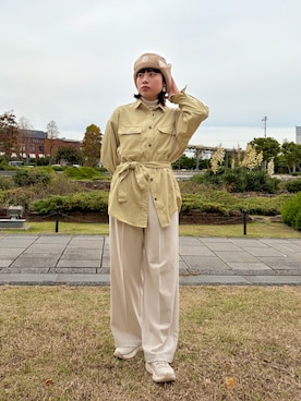 「アイテム（スラックス）」を使った、popuriさん（レディース・161cm・20代）の秋コーディネート