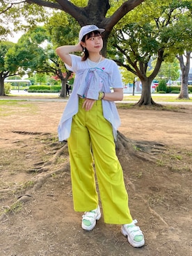 「GU（ジーユー）のアイテム」を使った、popuriさん（レディース・161cm）の夏コーディネート