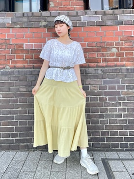 「アイテム（ハンチング/ベレー帽）」を使った、popuriさん（レディース・161cm・20代）の夏コーディネート