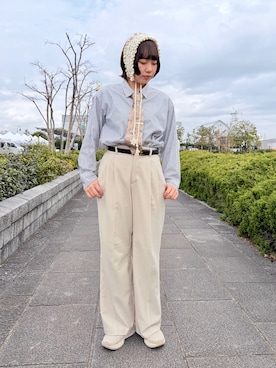 「kaorinomori（カオリノモリ）のkaorinomori  リフィヘアバンド / カオリノモリ（ヘアバンド、ホワイト系）」を使った、popuriさん（レディース・161cm）の春コーディネート