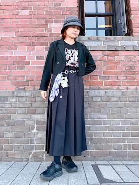 「GU（ジーユー）のアイテム（テーラードジャケット）」を使った、popuriさん（レディース・161cm）の夏コーディネート