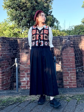 「arth（アース）のアイテム（帽子）」を使った、popuriさん（レディース・161cm）の秋コーディネート