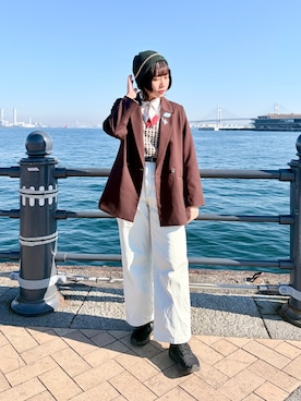 「H&M（エイチ・アンド・エム）のアイテム（ジャケット/アウター）」を使った、popuriさん（レディース・161cm）の冬コーディネート