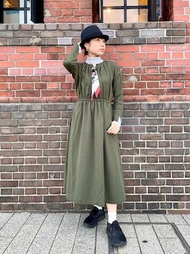 「OVERRIDE（オーバーライド）のアイテム（ハット）」を使った、popuriさん（レディース・161cm）の秋コーディネート