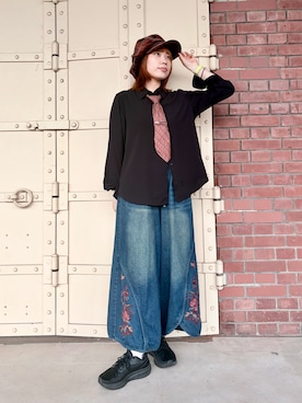「arth（アース）のアイテム（帽子）」を使った、popuriさん（レディース・161cm）の夏コーディネート