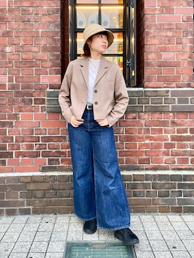 「アイテム（テーラードジャケット）」を使った、popuriさん（レディース・161cm）の秋コーディネート