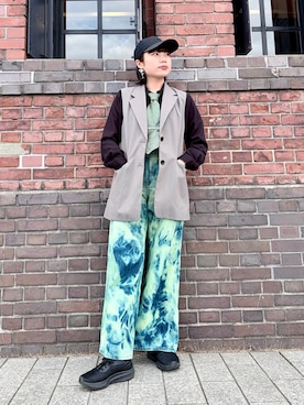 「arth（アース）のarth  2tone Wo/Li 6P Cap / アース（キャップ、ブラック系）」を使った、popuriさん（レディース・161cm）の春コーディネート