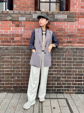 「アイテム（キャスケット）」を使った、popuriさん（レディース・161cm）の秋コーディネート