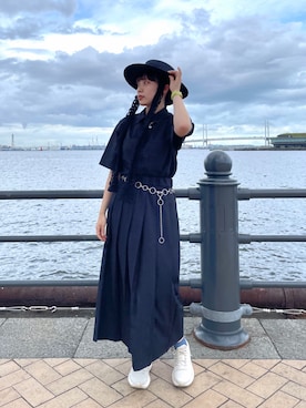 「PUMA（プーマ）のアイテム」を使った、popuriさん（レディース・161cm）の夏コーディネート