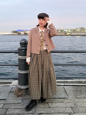 「アイテム（ネクタイ）」を使った、popuriさん（レディース・161cm）の秋コーディネート