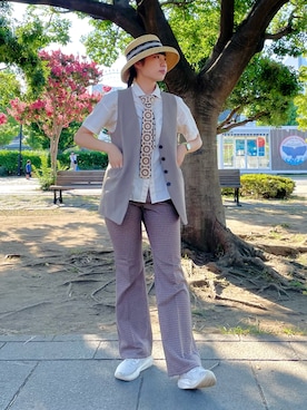 「アイテム（ネクタイ）」を使った、popuriさん（レディース・161cm）の夏コーディネート