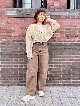 「arth（アース）のアイテム（帽子）」を使った、popuriさん（レディース・161cm）の秋コーディネート