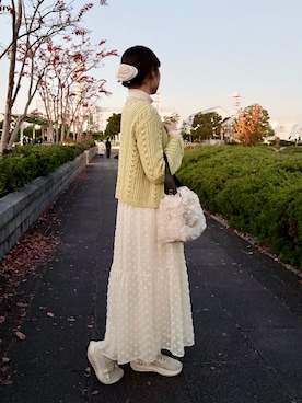 「アイテム（シュシュ）」を使った、popuriさん（レディース・161cm）の冬コーディネート