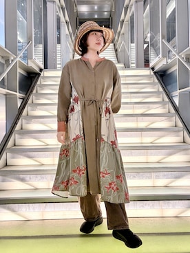 「Chapeau d' O（シャポードオー）のChapeau d' O  Raffia Lace Bd Hat / シャポードオー（ハット、ブラウン系）」を使った、popuriさん（レディース・161cm）の春コーディネート