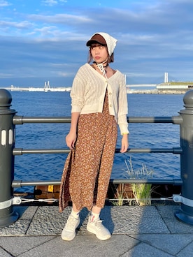 「アイテム（ヘアバンド）」を使った、popuriさん（レディース・161cm）の秋コーディネート