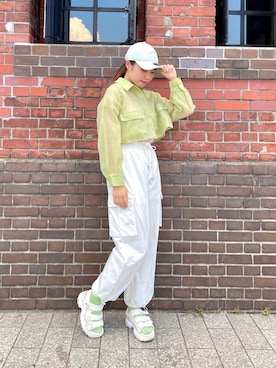 「アイテム（カーゴパンツ）」を使った、popuriさん（レディース・161cm・20代）の夏コーディネート