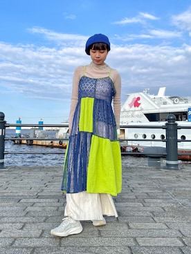 「アイテム（ハンチング/ベレー帽）」を使った、popuriさん（レディース・161cm）の秋コーディネート