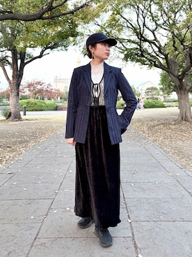 「アイテム（テーラードジャケット）」を使った、popuriさん（レディース・161cm）の秋コーディネート