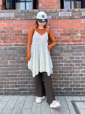 「アイテム（キャップ）」を使った、popuriさん（レディース・161cm・20代）の夏コーディネート