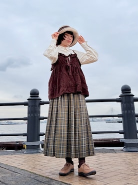 「Chapeau d' O（シャポードオー）のChapeau d' O  Silk Braid Capeline / シャポードオー（ハット、ベージュ系）」を使った、popuriさん（レディース・161cm）の春コーディネート
