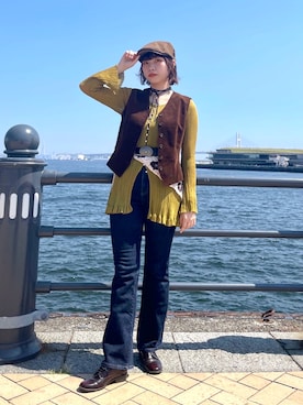 「アイテム（ハンチング/ベレー帽）」を使った、popuriさん（レディース・161cm・20代）の秋コーディネート