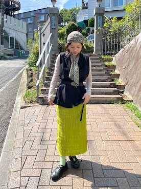「アイテム（ヘアバンド）」を使った、popuriさん（レディース・161cm）の秋コーディネート