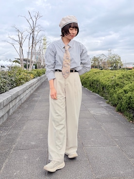 「Chapeau d' O（シャポードオー）のChapeau d' O  Summer Tweed Beret / シャポードオー（ハンチング/ベレー帽、ブルー系）」を使った、popuriさん（レディース・161cm）の春コーディネート