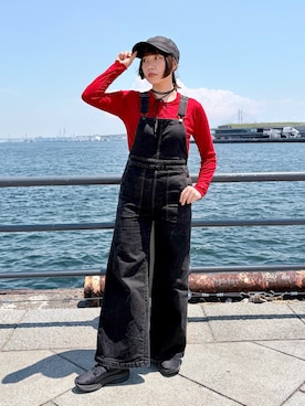「アイテム（サロペット/オーバーオール）」を使った、popuriさん（レディース・161cm）の春コーディネート